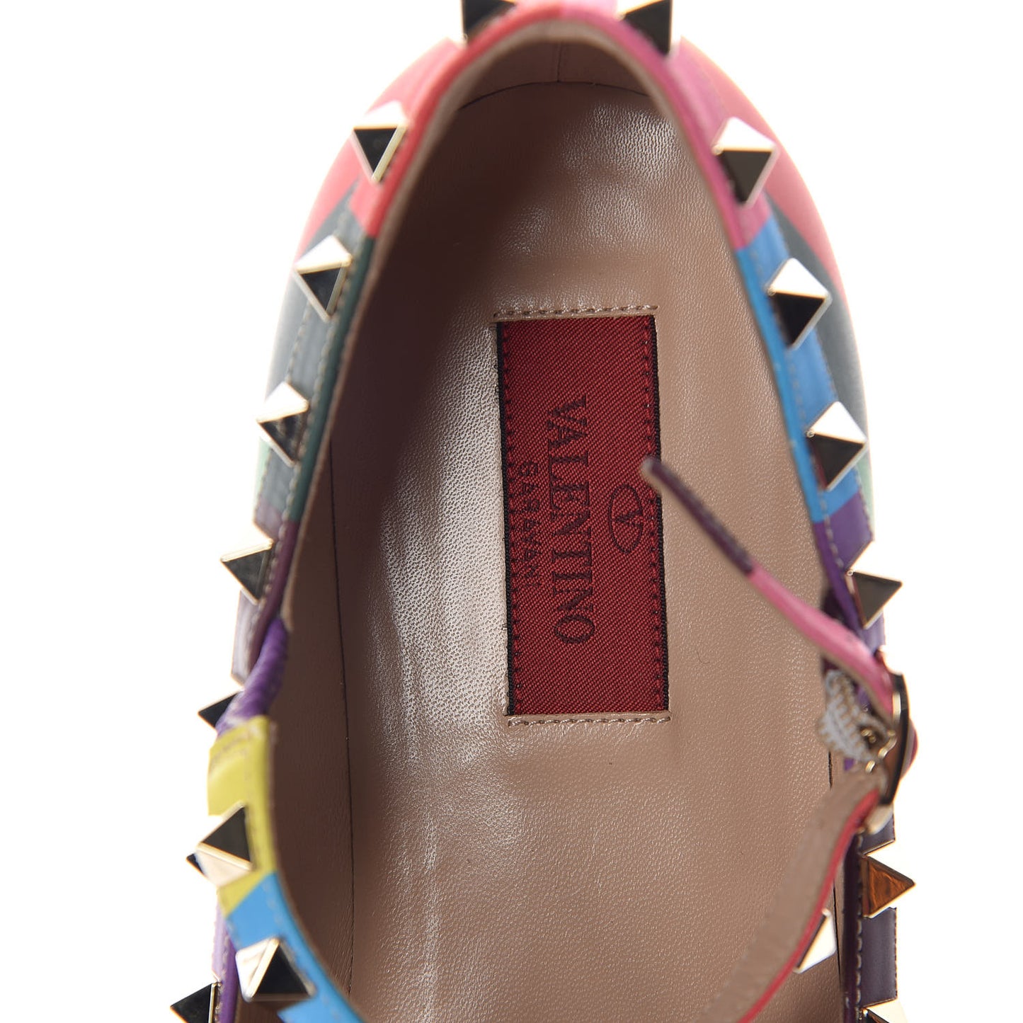 Calfskin Ballerina Rockstud Cage Ballerina Flats 39 Multicolor