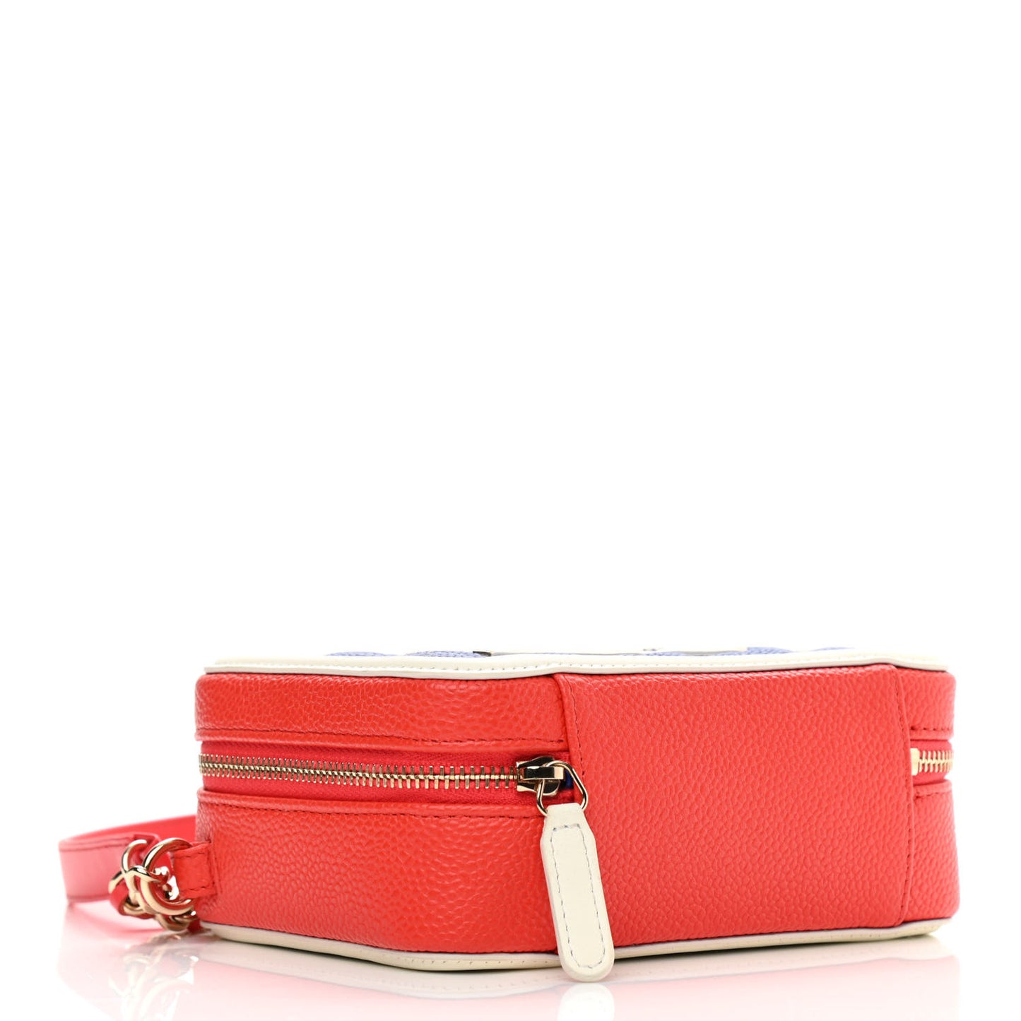 Caviar Quilted CC Filigree Vanity Clutch With Chain Blue White Red