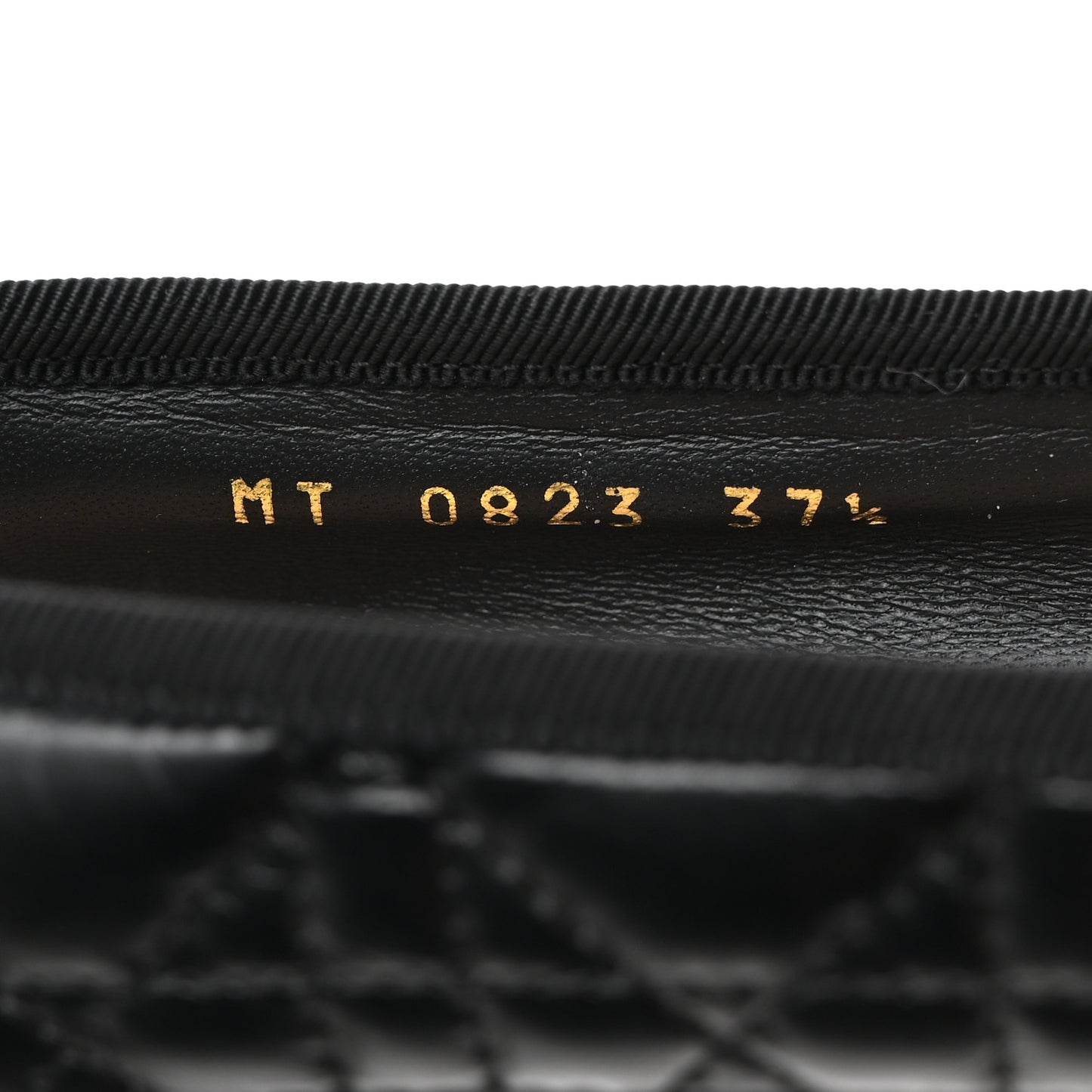 Calfskin Cannage Pearl Bow Ballet Flats 37.5 Black