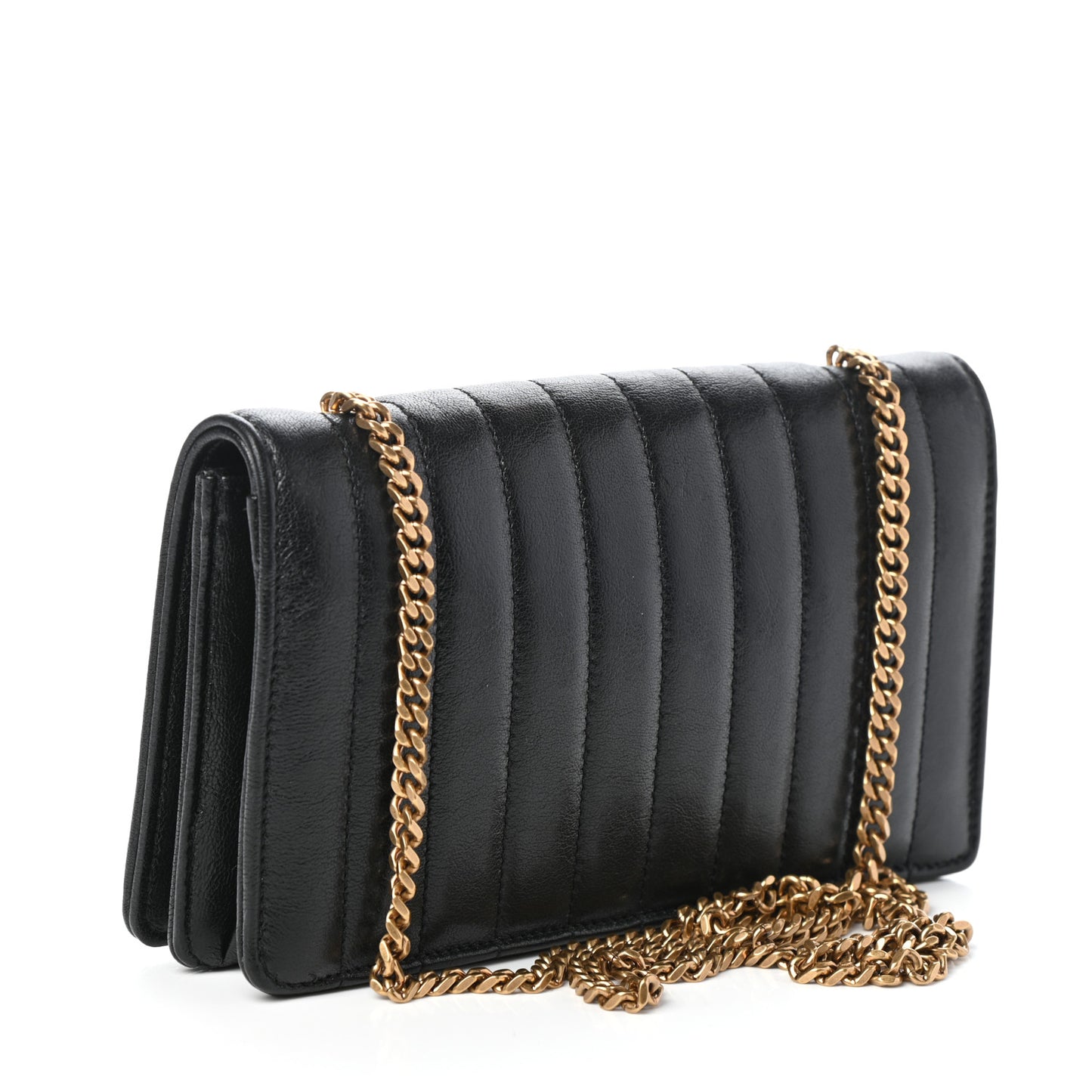 Lambskin Matelasse Amalia Chain Shoulder Bag Black