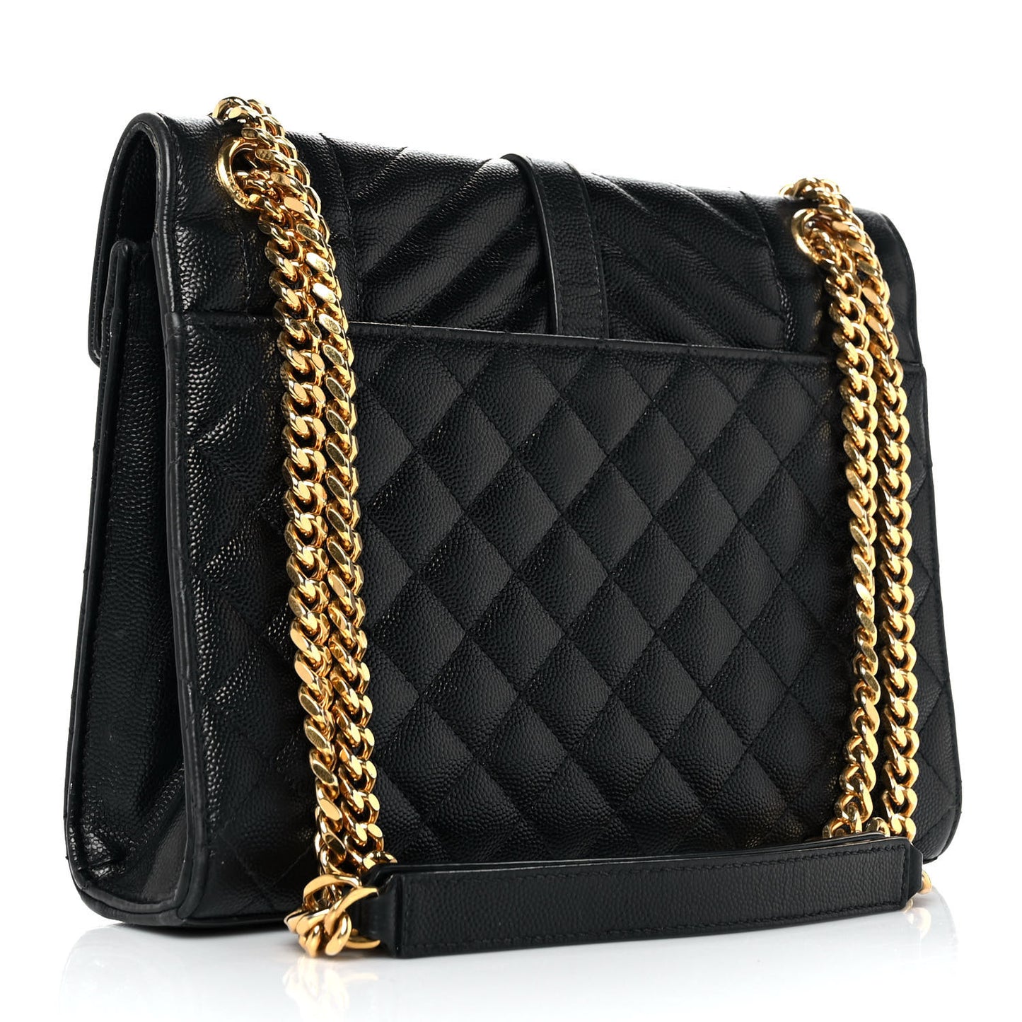 Grain De Poudre Textured Mixed Matelasse Triquilt Medium Monogram Satchel Black