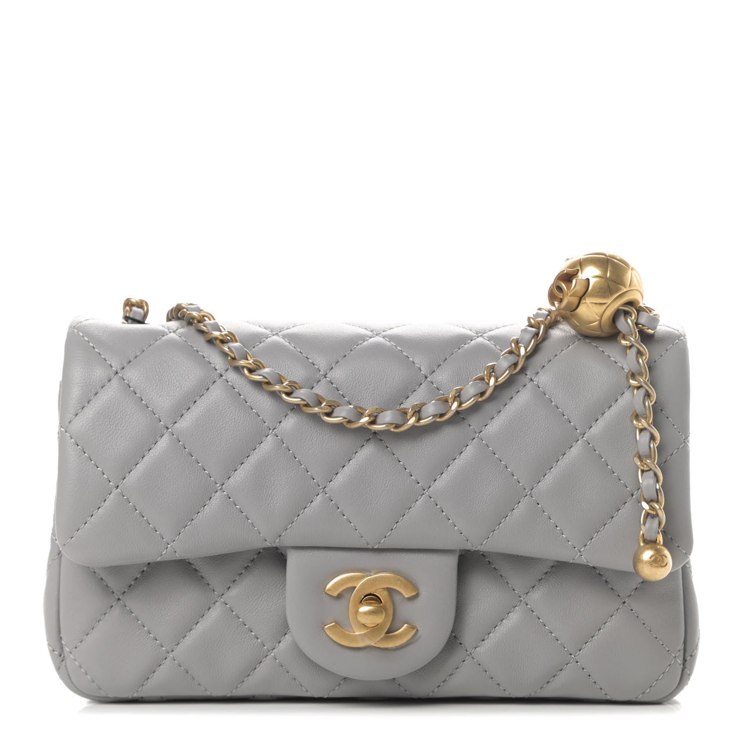 Chanel Lambskin Quilted Mini Rectangular Pearl Crush Flap Grey 1 of 12