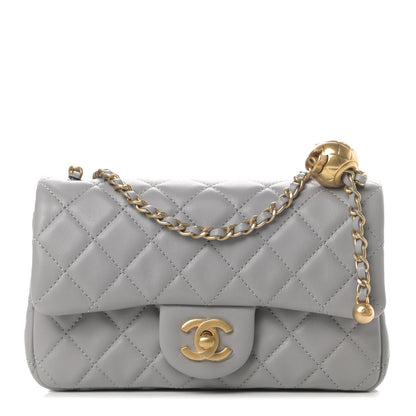 Chanel Lambskin Quilted Mini Rectangular Pearl Crush Flap Grey 1 of 12