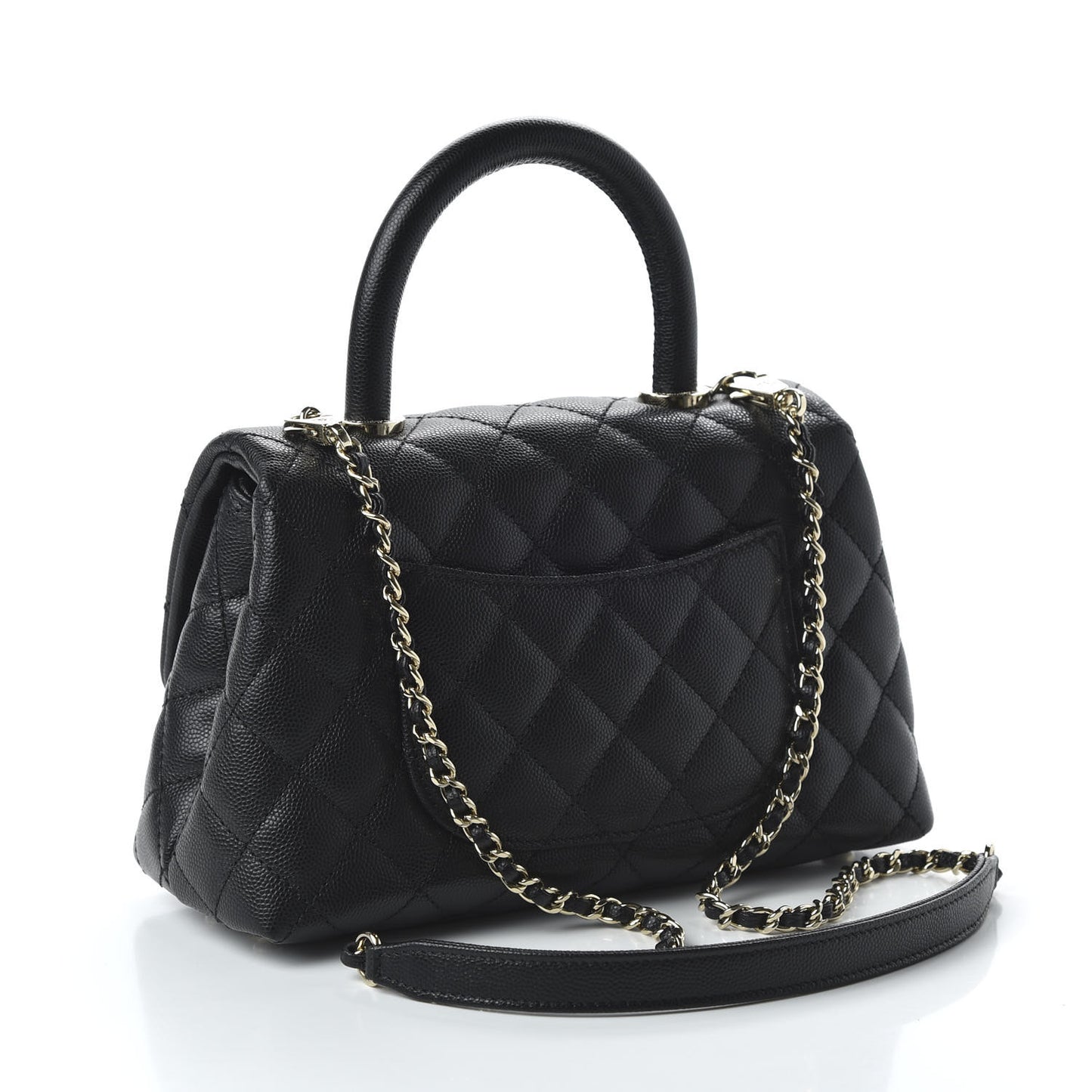 Caviar Quilted Mini Coco Handle Flap Black