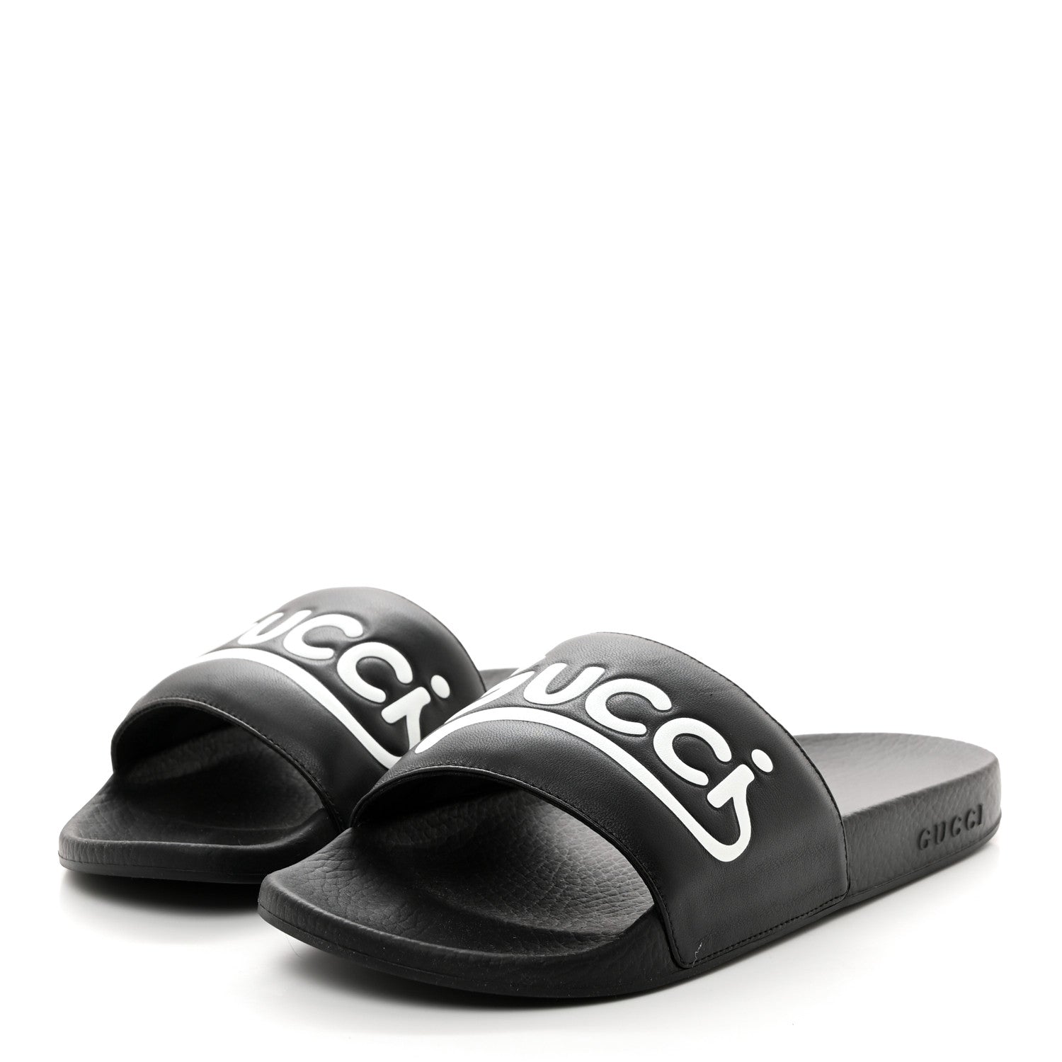 Gucci Nappa Cat Logo Womens Pursuit Slide Sandals 40 Black 3 of 10