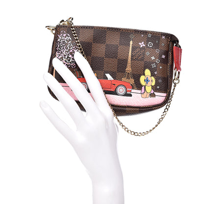 Louis Vuitton Damier Ebene 2019 Christmas Animation Mini Pochette Accessories Red 2 of 10