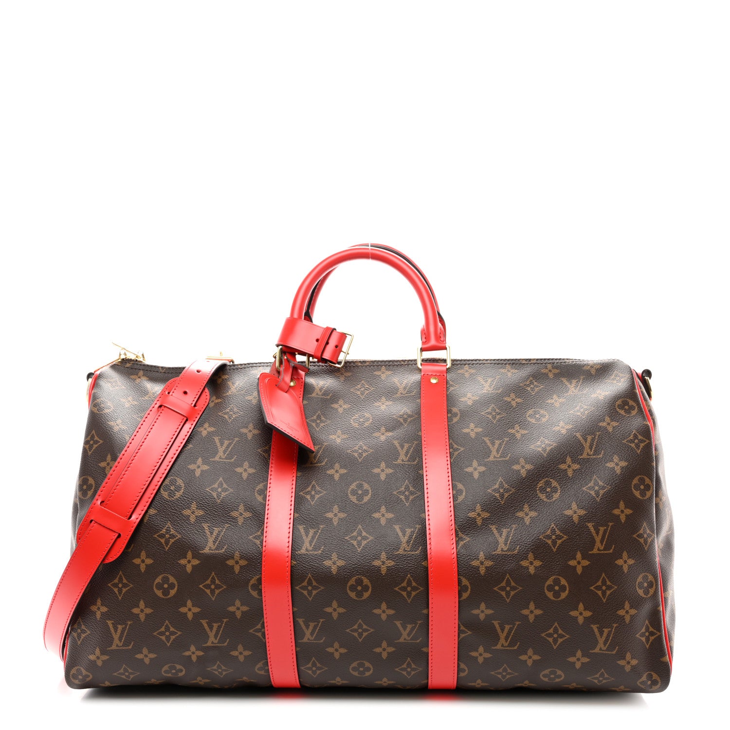 Louis Vuitton Calfskin Monogram Keepall Bandouliere 50 Coquelicot 1 of 9