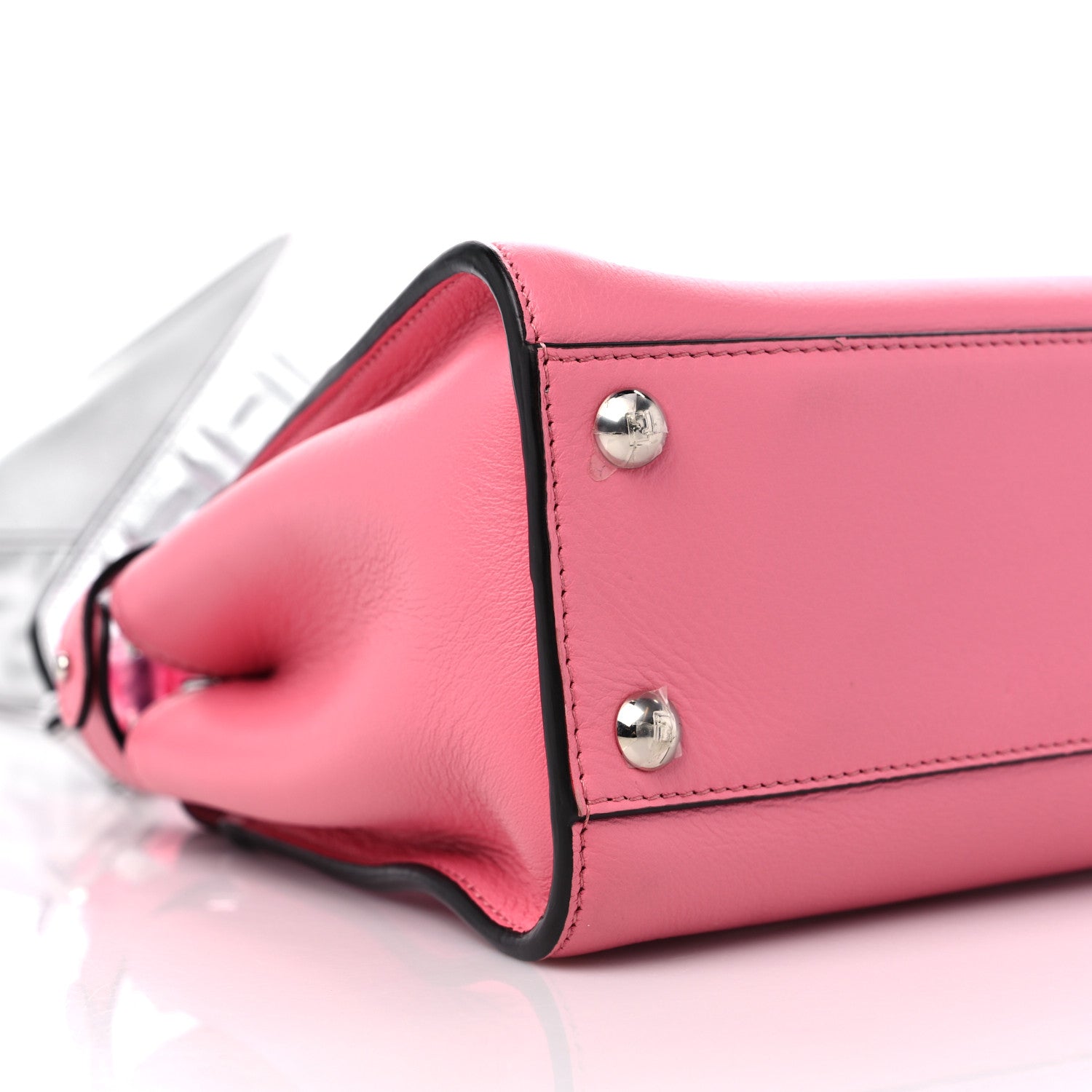 Fendi Vitello Seta Nappa Mini Plexi Handle Peekaboo Iconic Satchel Pink 8 of 10