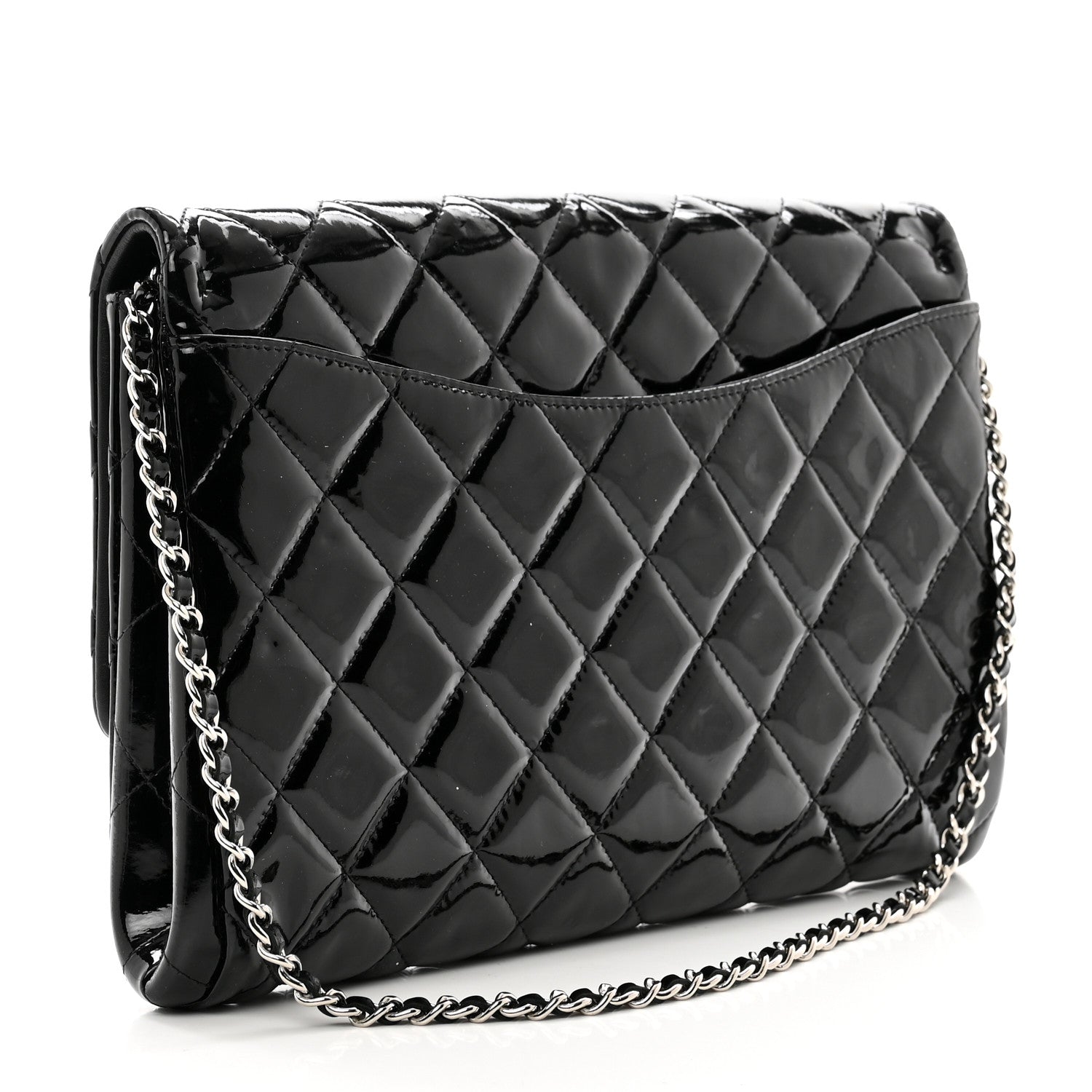 Chanel Patent Quilted Clutch with Chain Flap Black 3 of 10