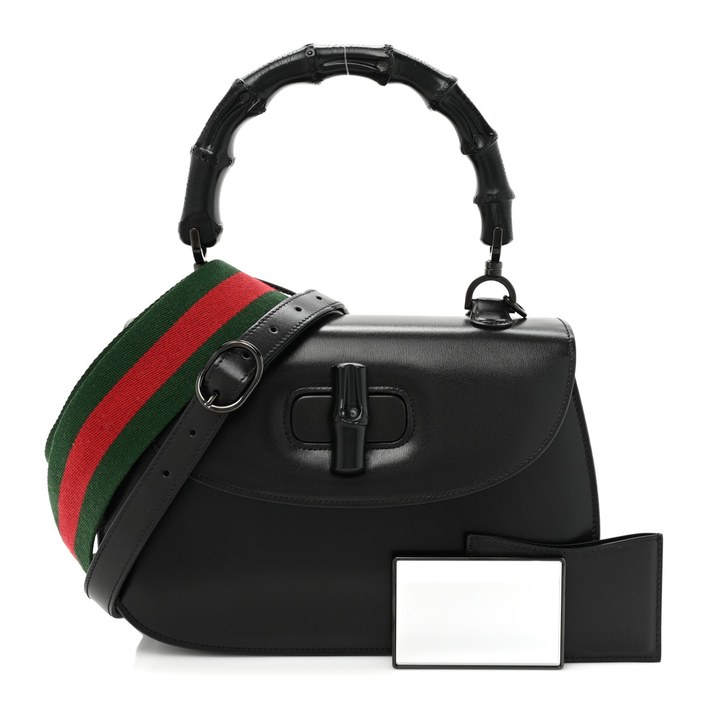 Boarded Dyana Lux Calfskin Web Monochrome Medium Bamboo 1947 Top Handle Bag Black