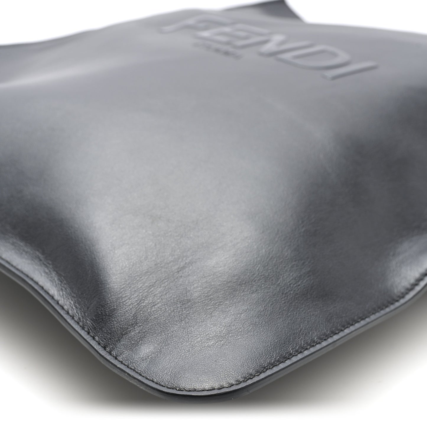 Vitello Grace Light Logo Fendi Pack Flat Shopping Tote Black