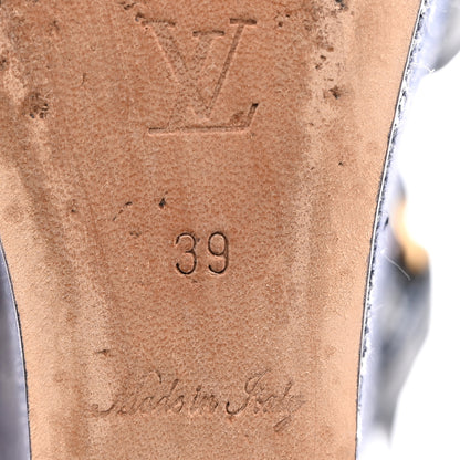 Louis Vuitton Calfskin Monogram Denim Ocean Wedge Sandals 39 Blue 8 of 9