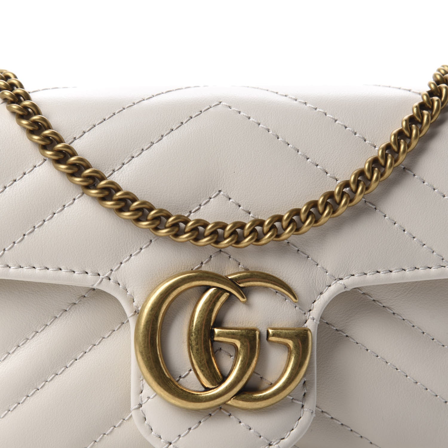 Gucci Calfskin Matelasse Super Mini GG Marmont Shoulder Bag White 10 of 11