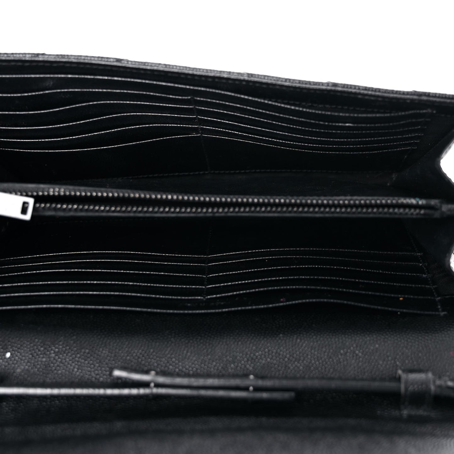 Grain De Poudre Matelasse Chevron Monogram Chain Wallet Black