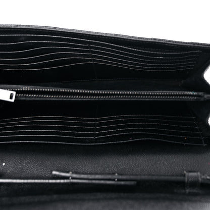 Saint Laurent Grain De Poudre Matelasse Chevron Monogram Chain Wallet Black 5 of 19