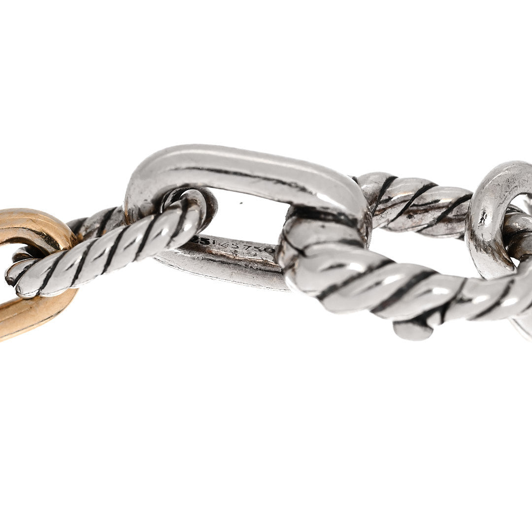 David Yurman Sterling Silver 18K Yellow Gold 5.5mm DY Madison Link Chain Bracelet 3 of 4