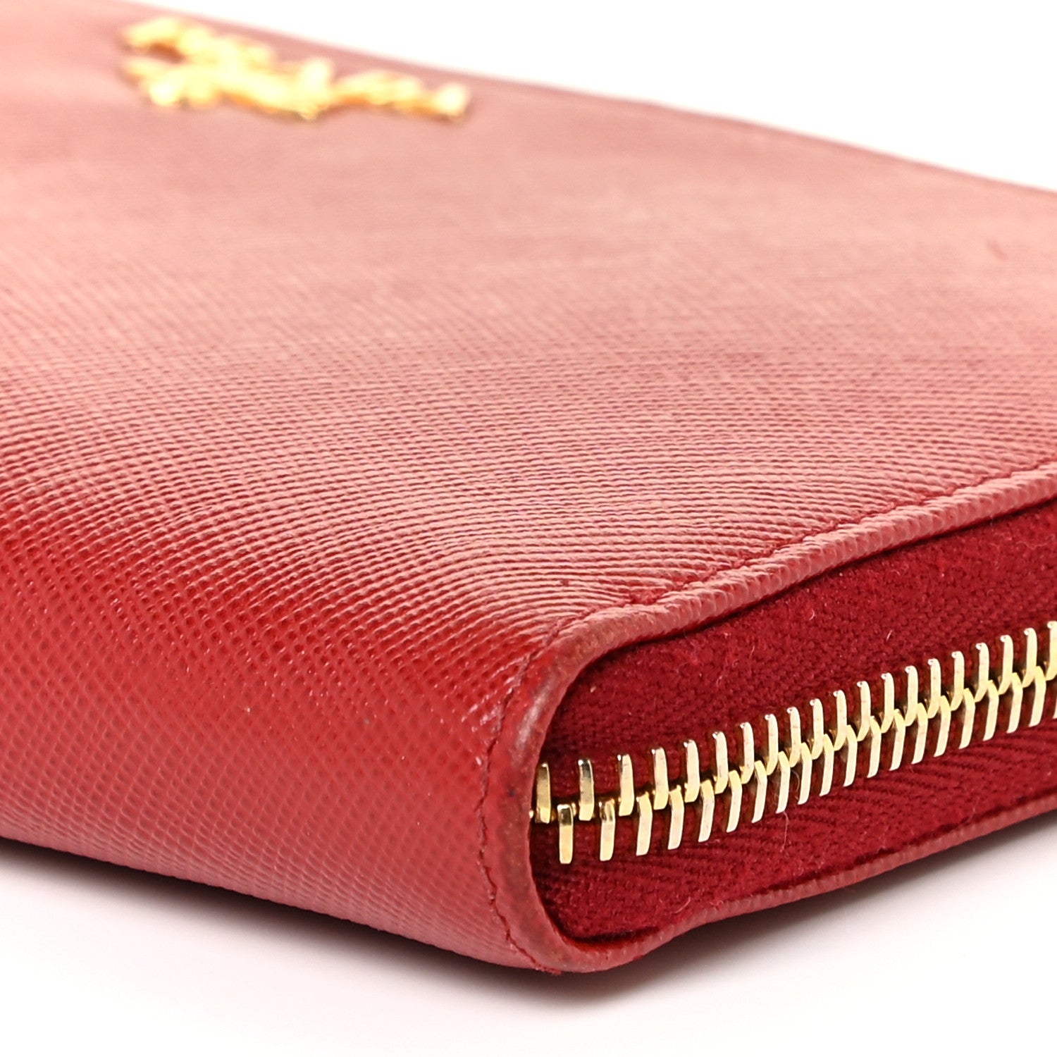Prada Saffiano Metal Zip Around Wallet Fuoco 9 of 14