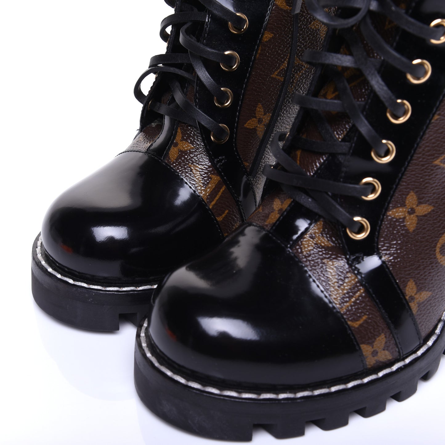 Patent Calfskin Monogram Star Trail Ankle Boots 41 Black