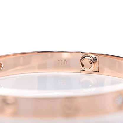 Cartier 18K Pink Gold 4 Diamond LOVE Bracelet 17 6 of 7