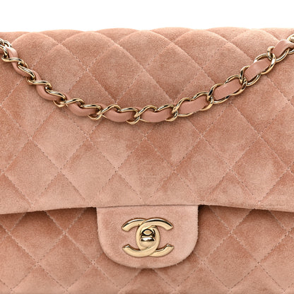 Chanel Suede Quilted Medium Double Flap Light Pink 8 of 10