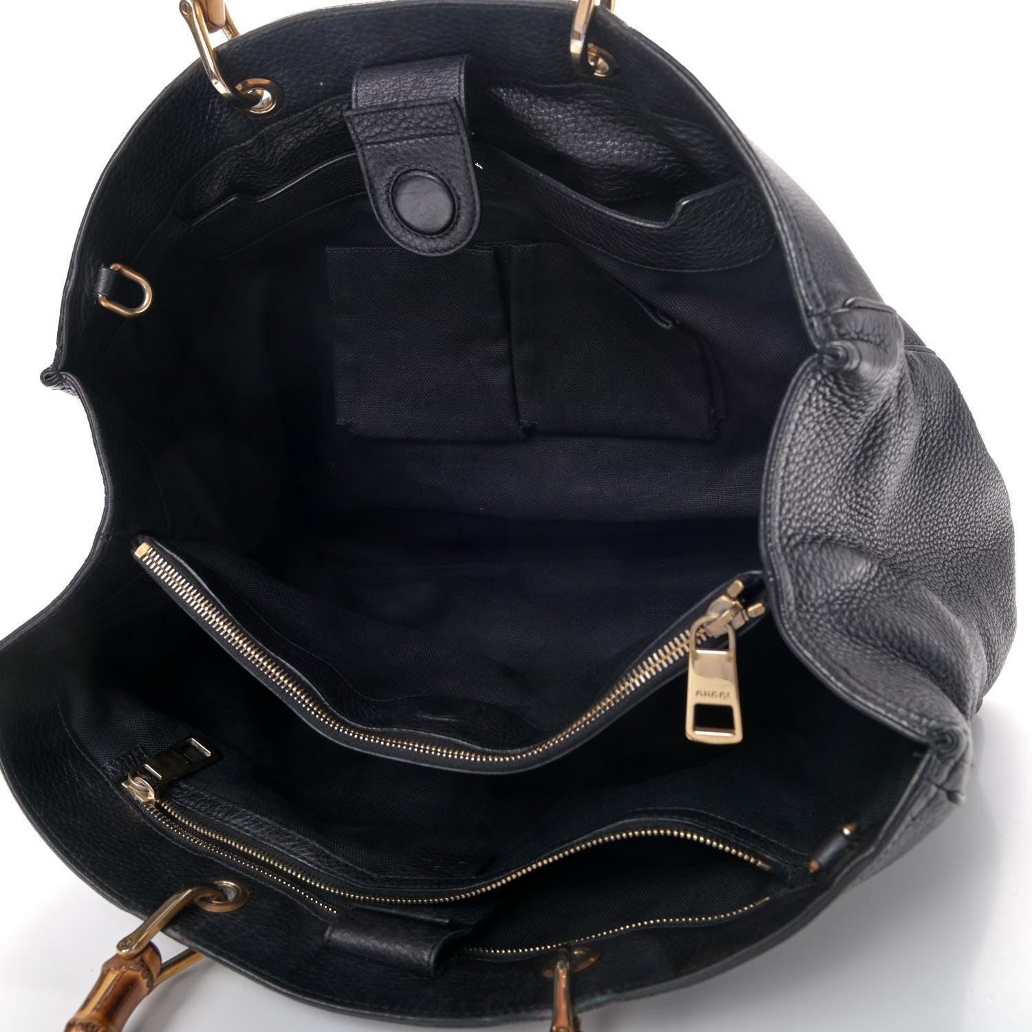 Gucci Calfskin Large Bamboo Shopper Tote Black 4 of 4