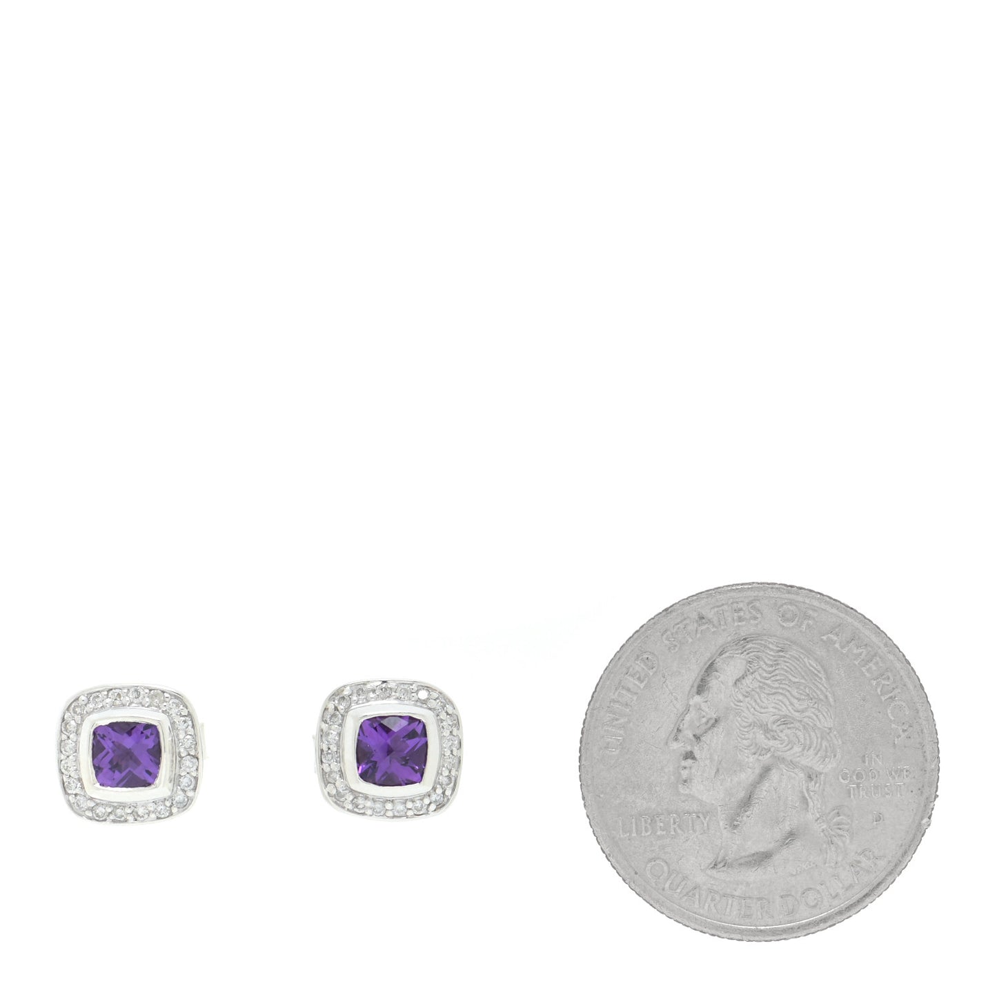 Sterling Silver Diamond Amethyst 5mm Petite Albion Earrings