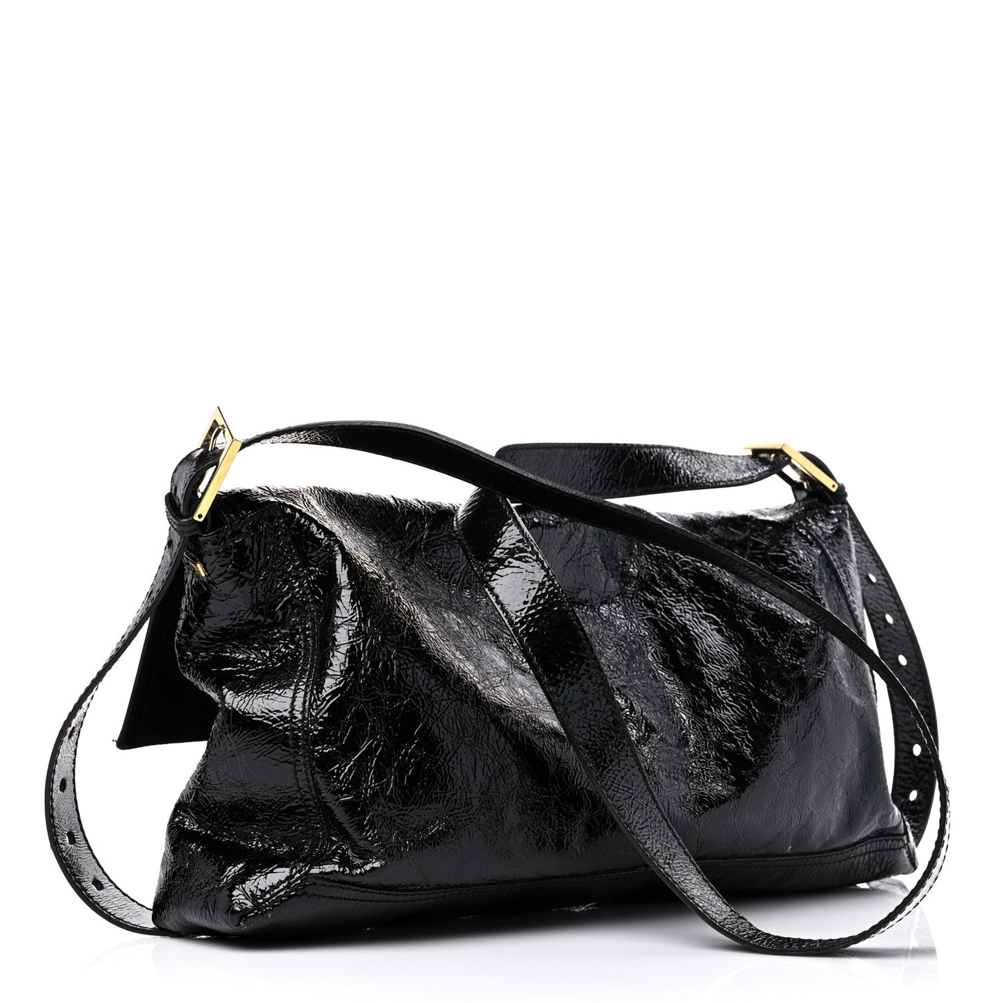 Vitello Naplak Large Convertible Baguette Black