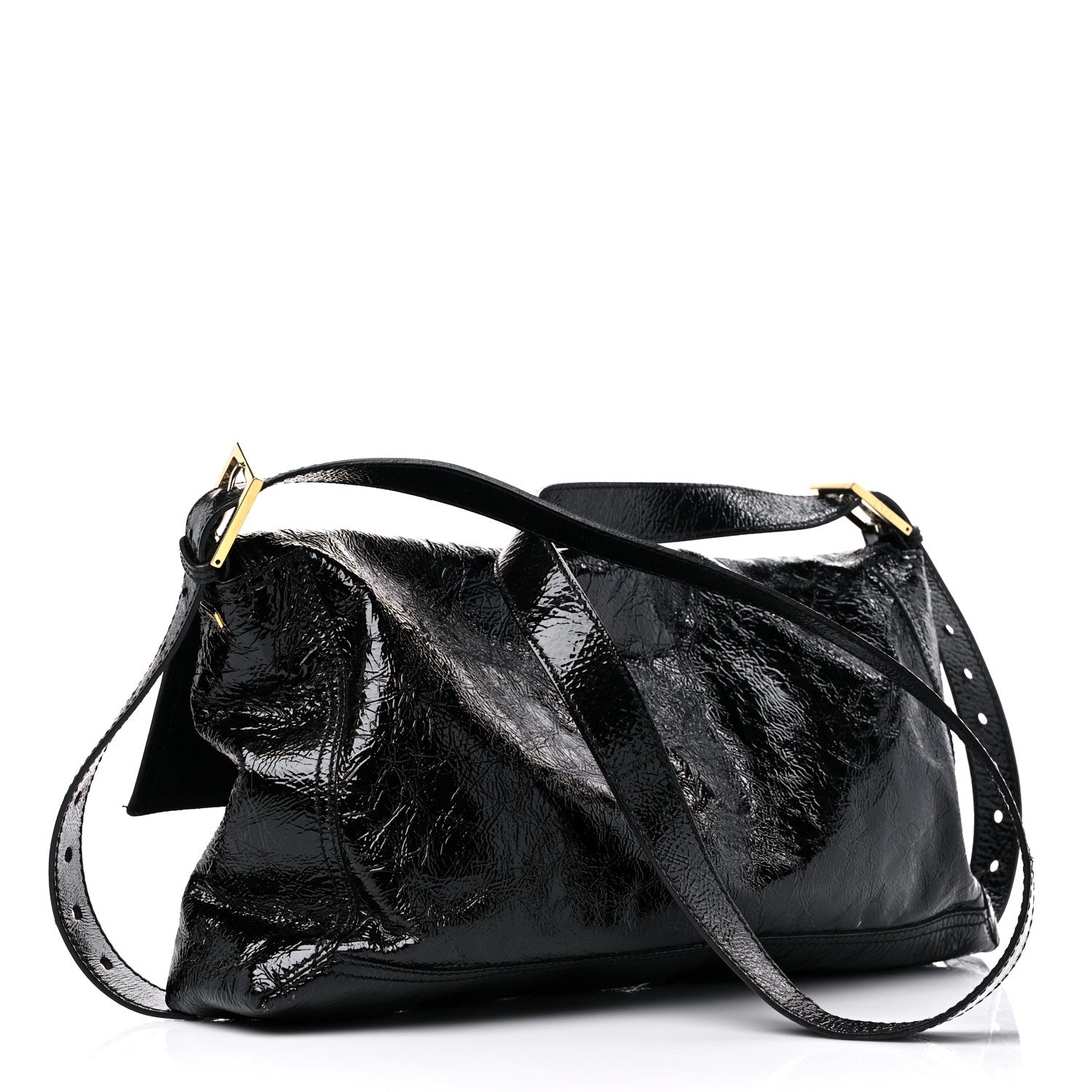 Fendi Vitello Naplak Large Convertible Baguette Black 3 of 12