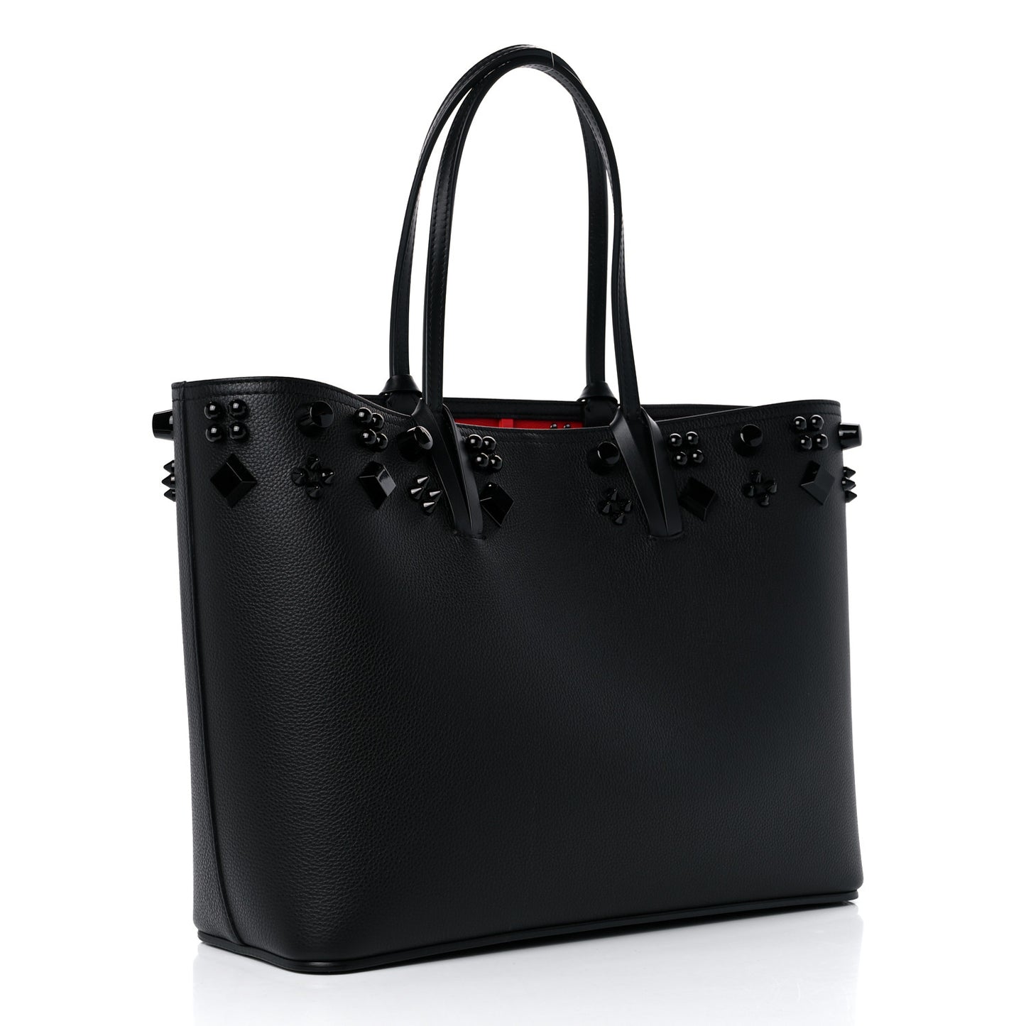 Calfskin Empire Spike Studded East West Cabata Tote Black