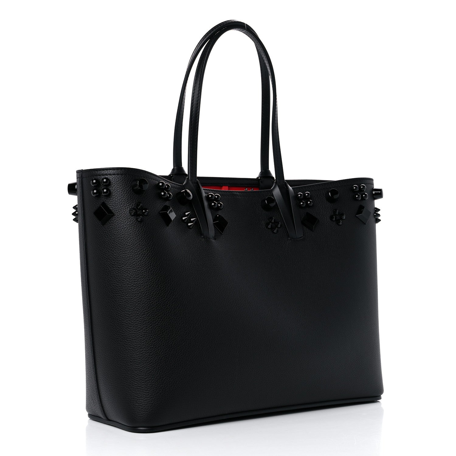 Christian Louboutin Calfskin Empire Spike Studded East West Cabata Tote Black 4 of 10
