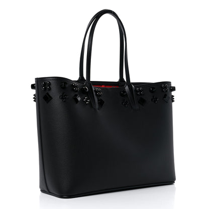 Christian Louboutin Calfskin Empire Spike Studded East West Cabata Tote Black 4 of 10