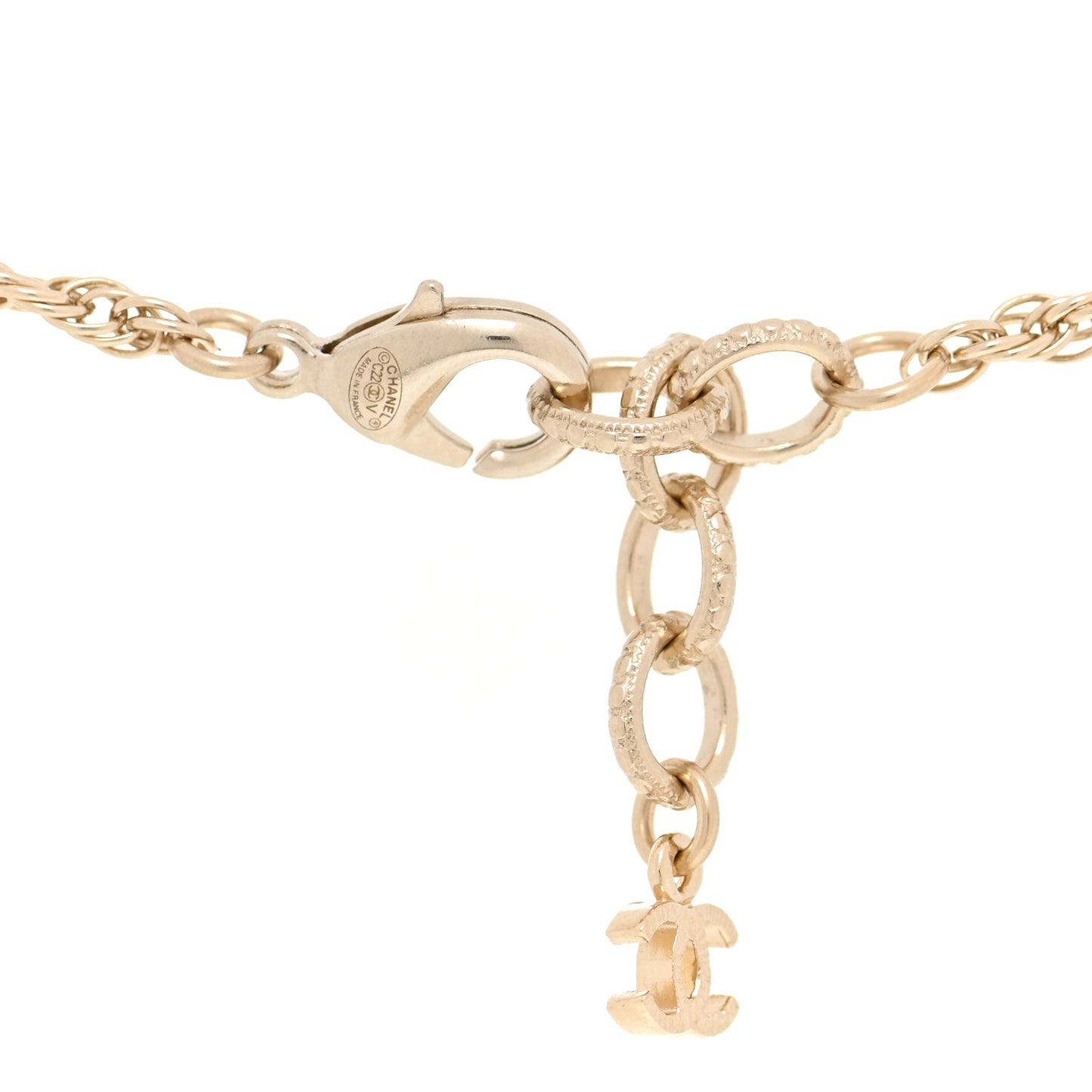 Pearl CC Round Pendant Necklace Gold