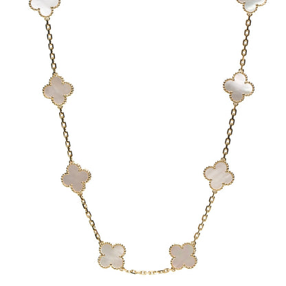 Van Cleef & Arpels 18K Yellow Gold Mother of Pearl 10 Motifs Vintage Alhambra Necklace 1 of 6