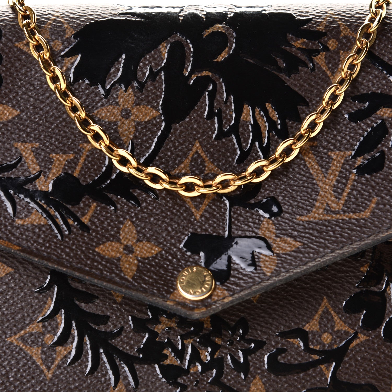 Louis Vuitton Monogram Blossom Pochette Felicie Chain Wallet Black 10 of 11