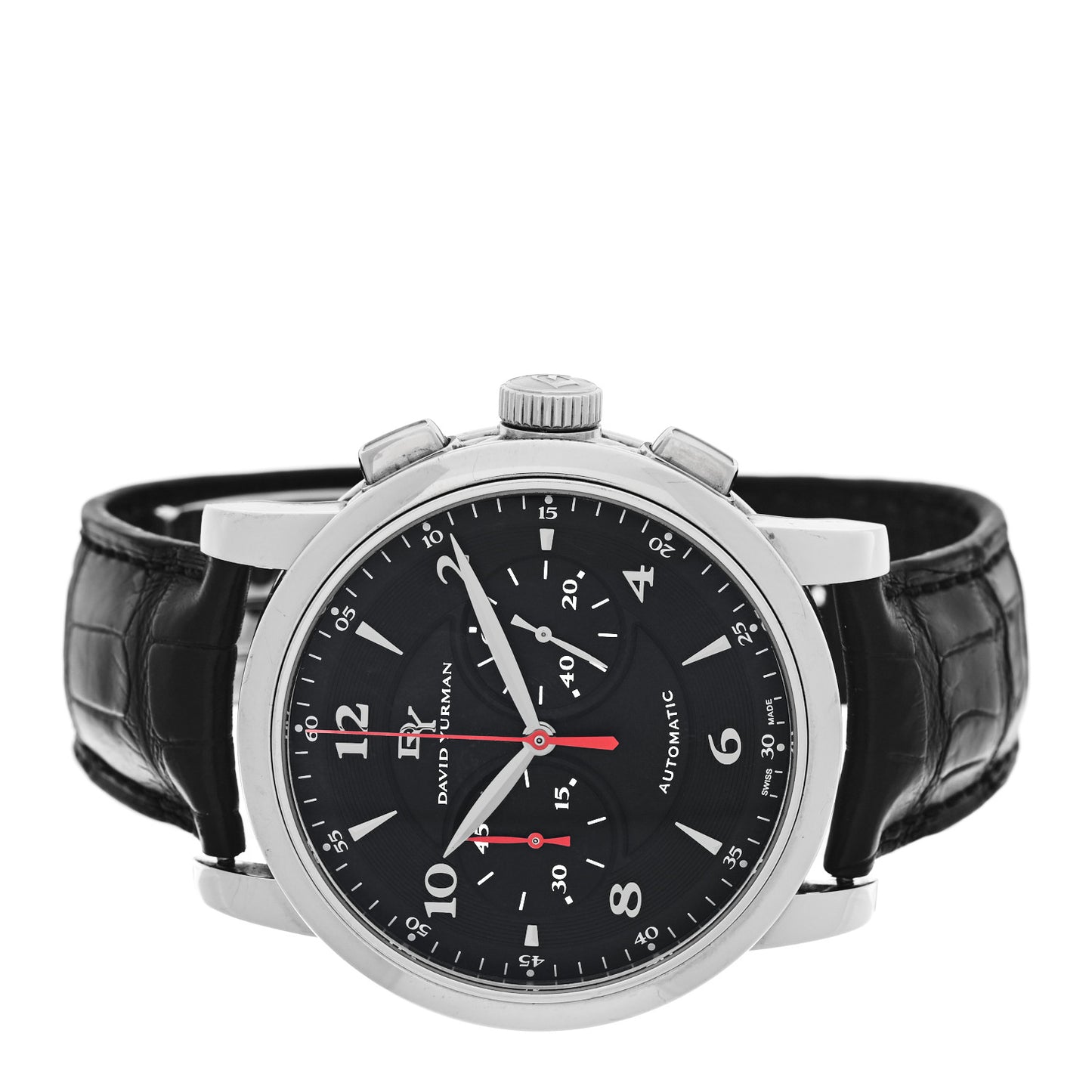 Stainless Steel Alligator 46mm Classic Chronograph Automatic Watch Black