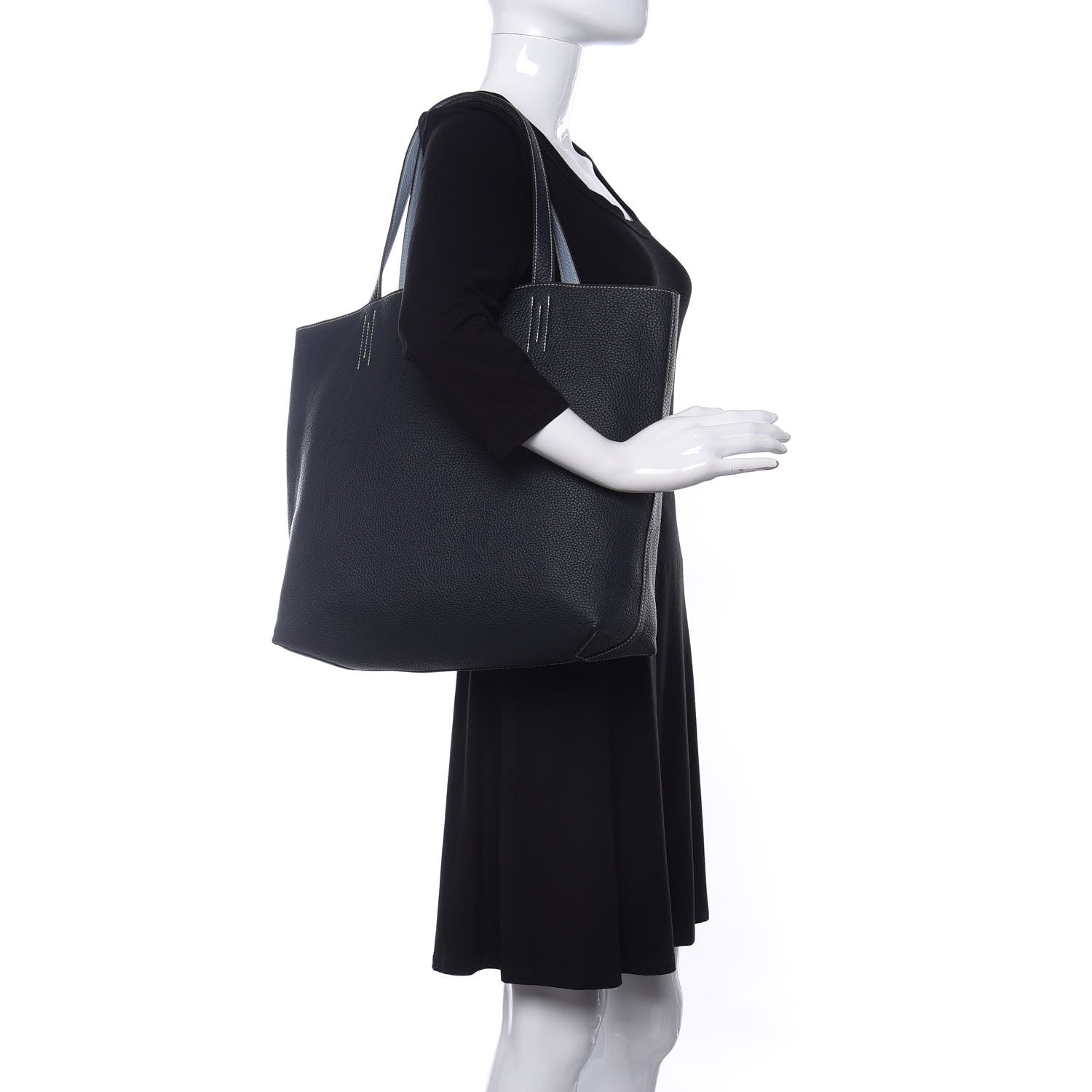Hermes Taurillon Clemence Double Sens 36 Reversible Tote Bleu Lin Bleu Obscur 2 of 16