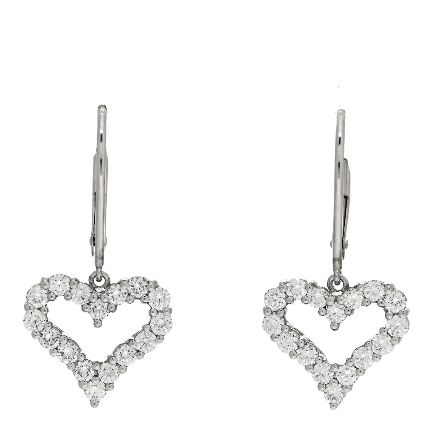 Platinum Diamond Heart Drop Earrings