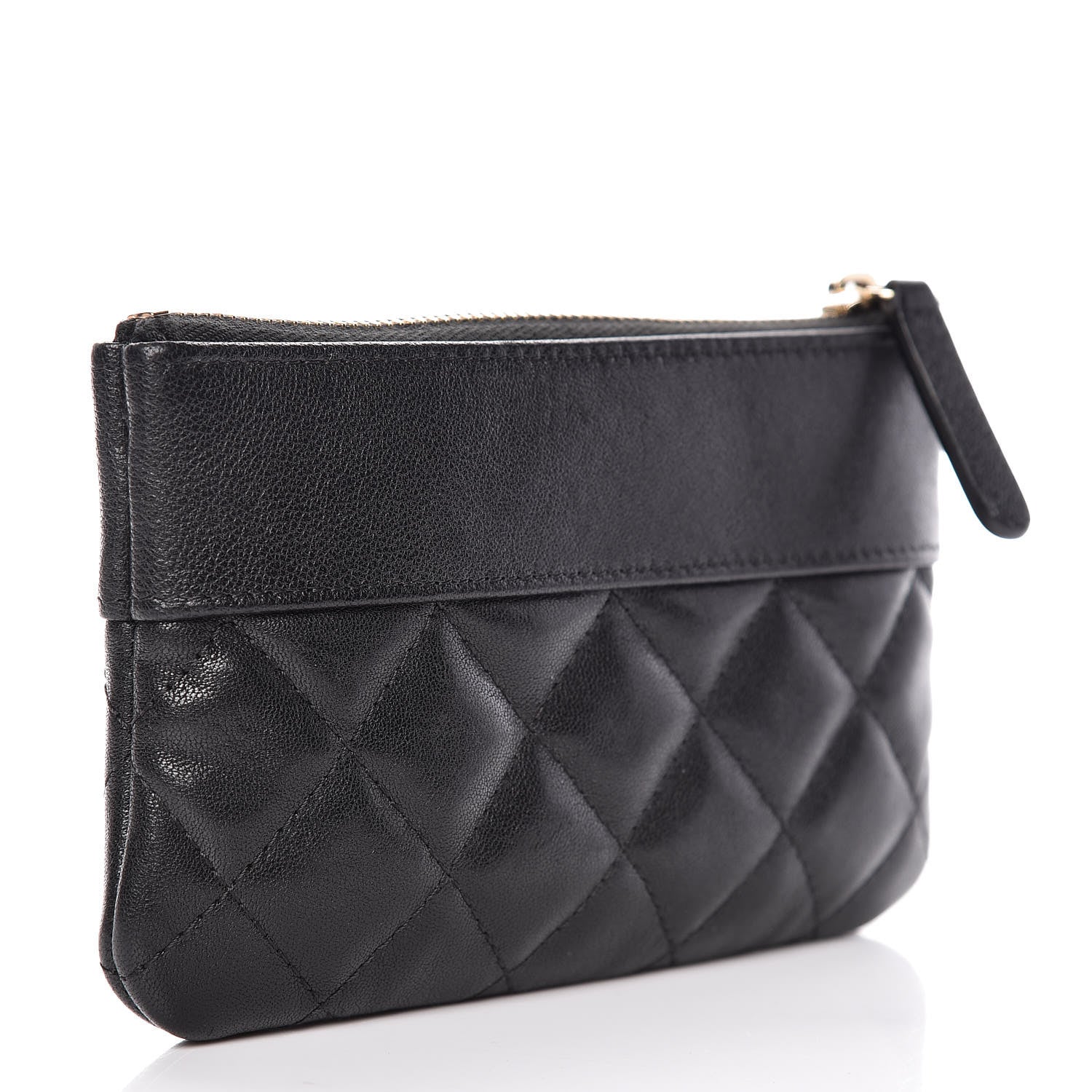 Chanel Sheepskin Quilted Small Vintage Mademoiselle Cosmetic Case Black 3 of 8