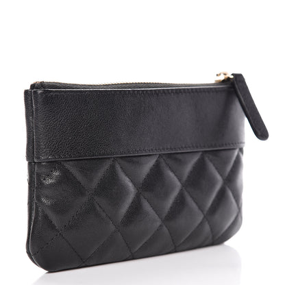 Chanel Sheepskin Quilted Small Vintage Mademoiselle Cosmetic Case Black 3 of 8