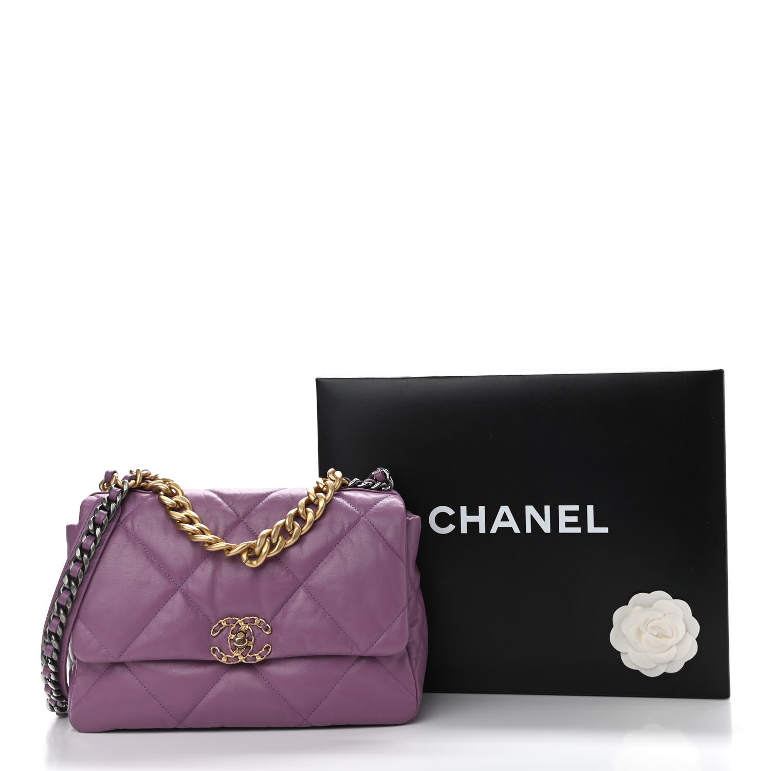 Chanel Goatskin Quilted Large Chanel 19 Flap Purple 11 of 11