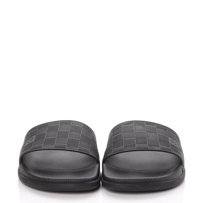 Louis Vuitton Rubber Damier Mens Waterfront Mules 6 Black 2 of 10
