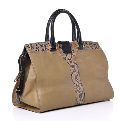 Saint Laurent Calfskin Python Medium Cabas Chyc Brown 3 of 15
