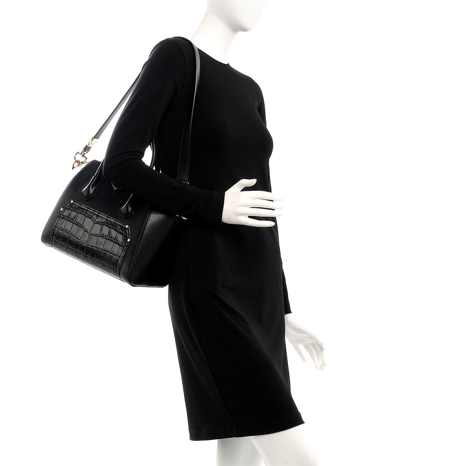 Givenchy Calfskin Crocodile Embossed Small Antigona Black 3 of 8