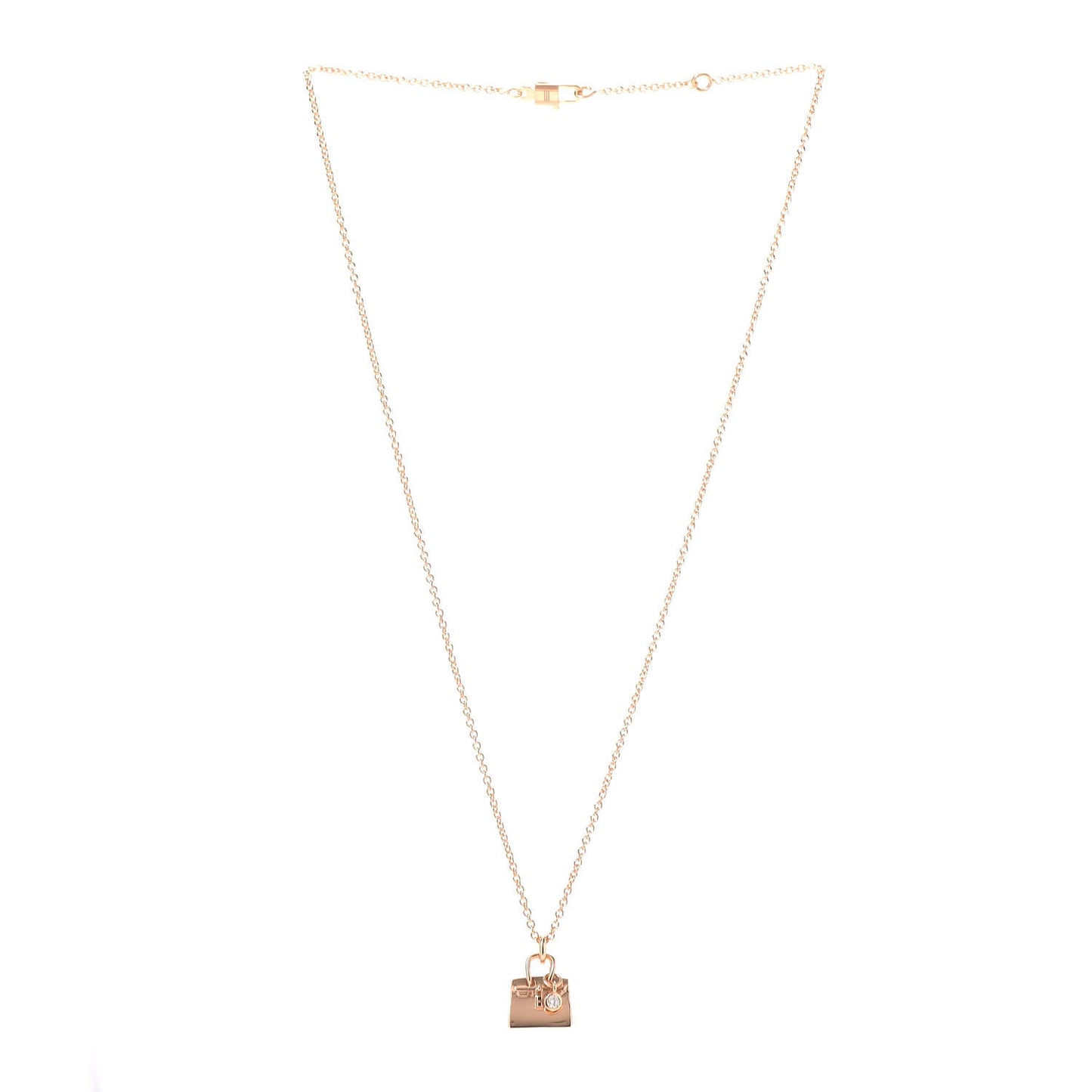 18K Rose Gold Diamond Birkin Pendant Necklace