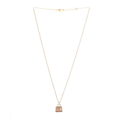 Hermes 18K Rose Gold Diamond Birkin Pendant Necklace 3 of 5