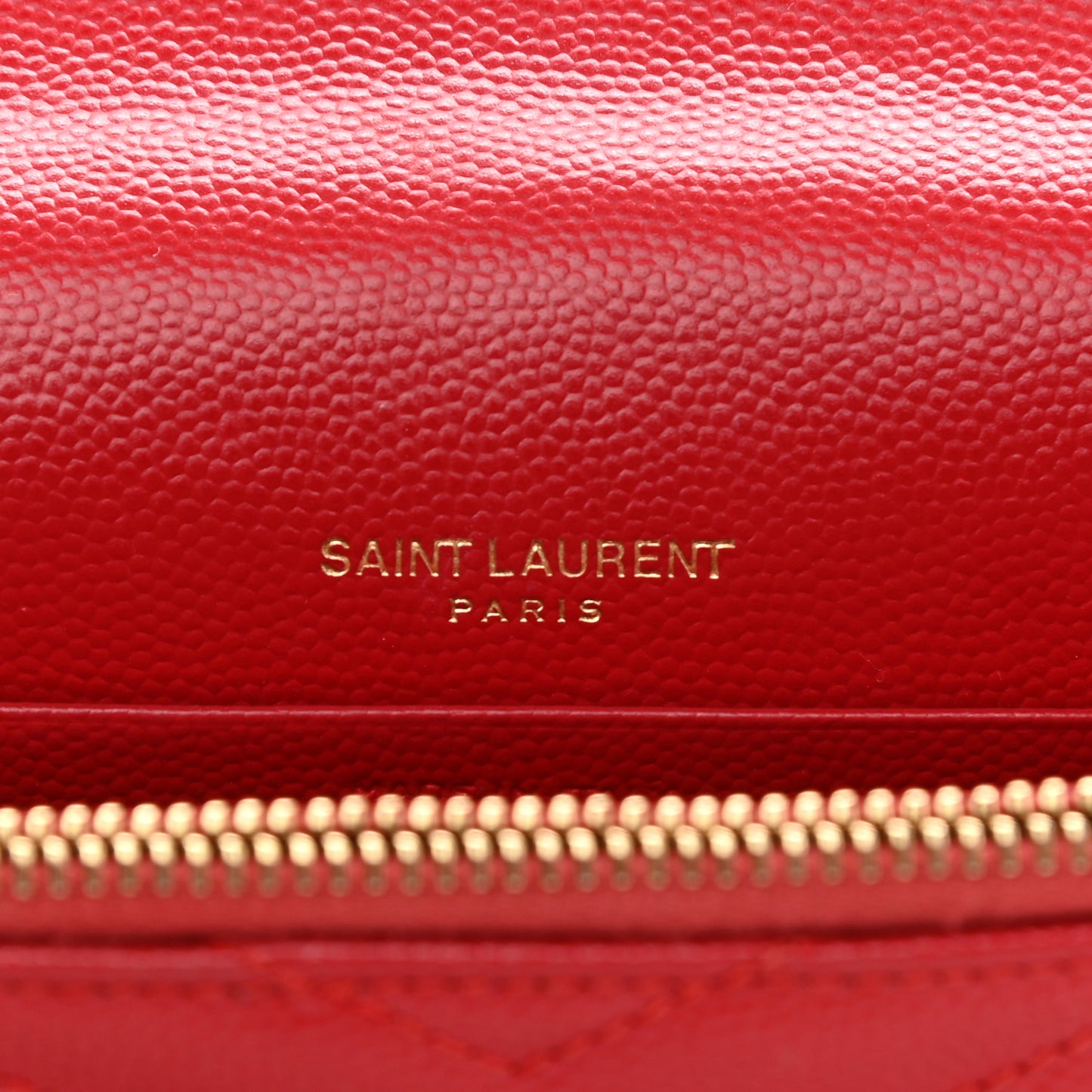 Grain De Poudre Matelasse Chevron Monogram Envelope Chain Wallet New Red