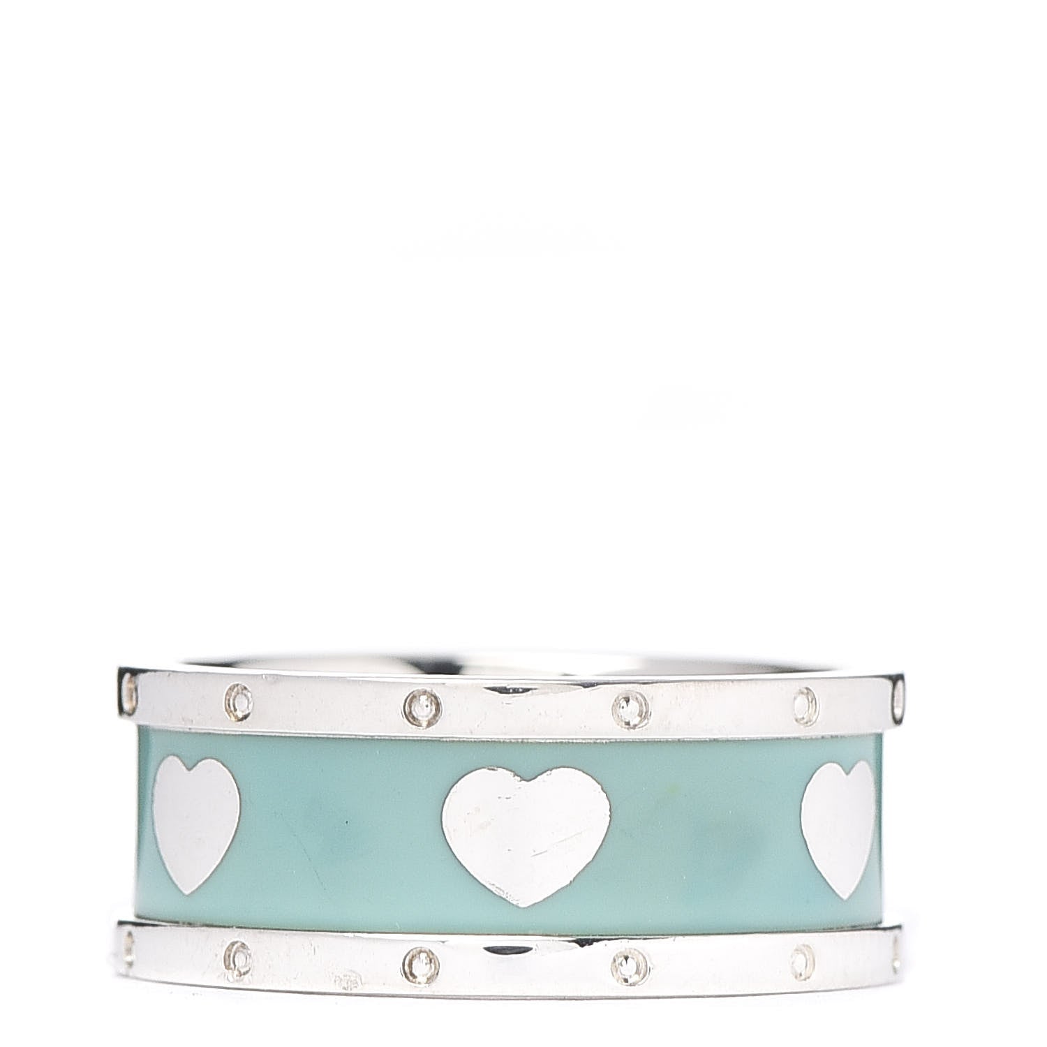 Tiffany Sterling Silver Enamel Heart Band Ring 51 5.75 3 of 4