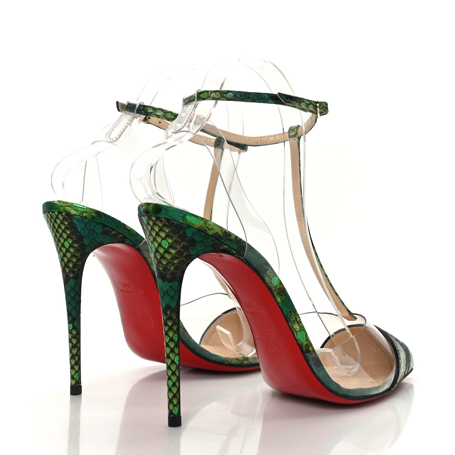 Christian Louboutin Watersnake PVC Nosy 100 Pumps 39 Green 4 of 7