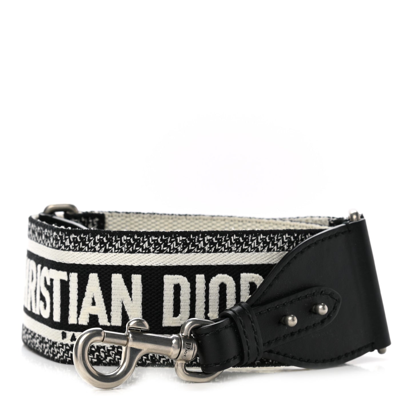 Canvas Embroidered Shoulder Strap Black White