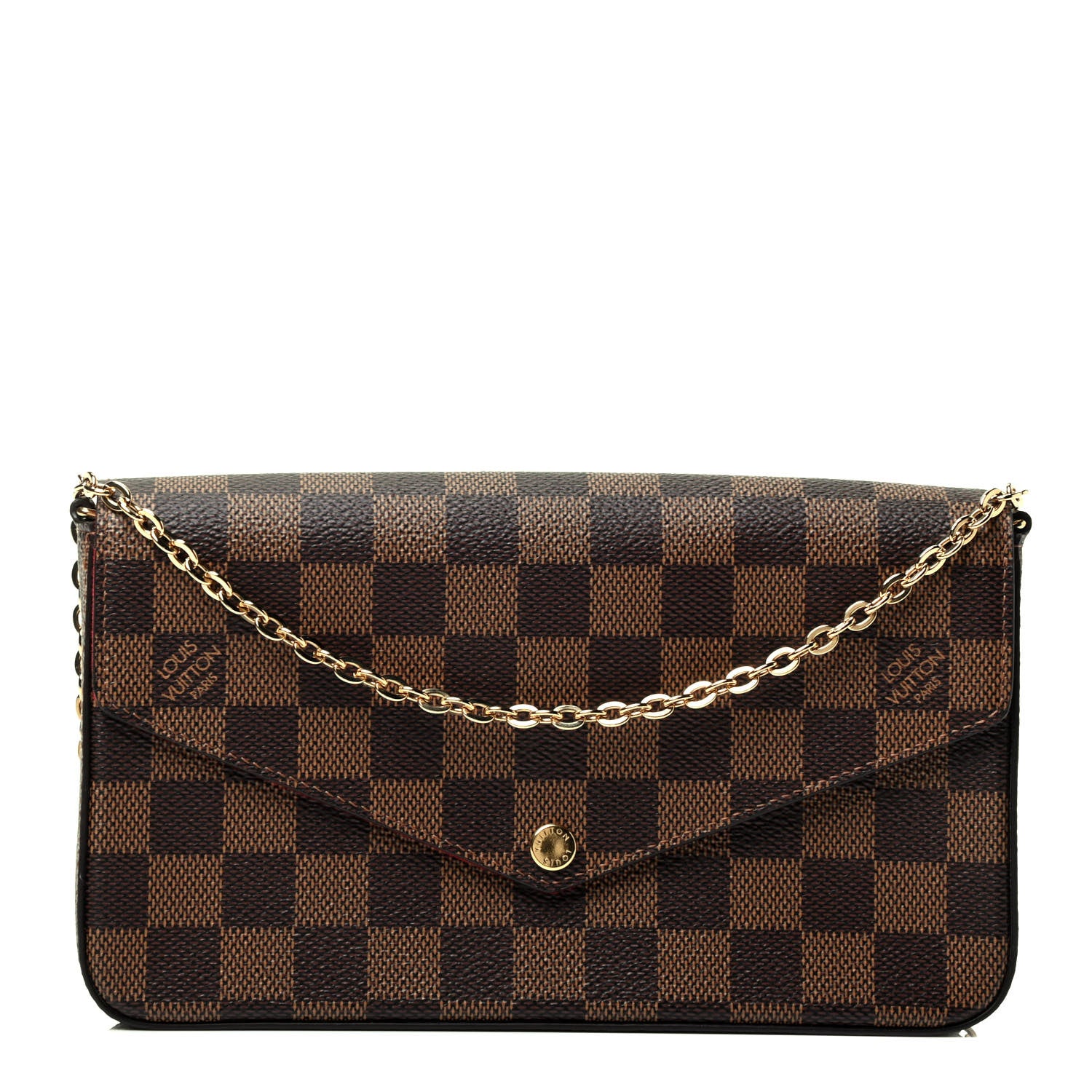 Louis Vuitton Damier Ebene Pochette Felicie Chain Wallet 1 of 4